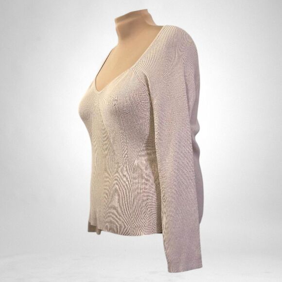 NINA PARKER Macy's Plus Ribbed Rayon Beige Pullover Sweater, NWT! Size 3X - Picture 3 of 8
